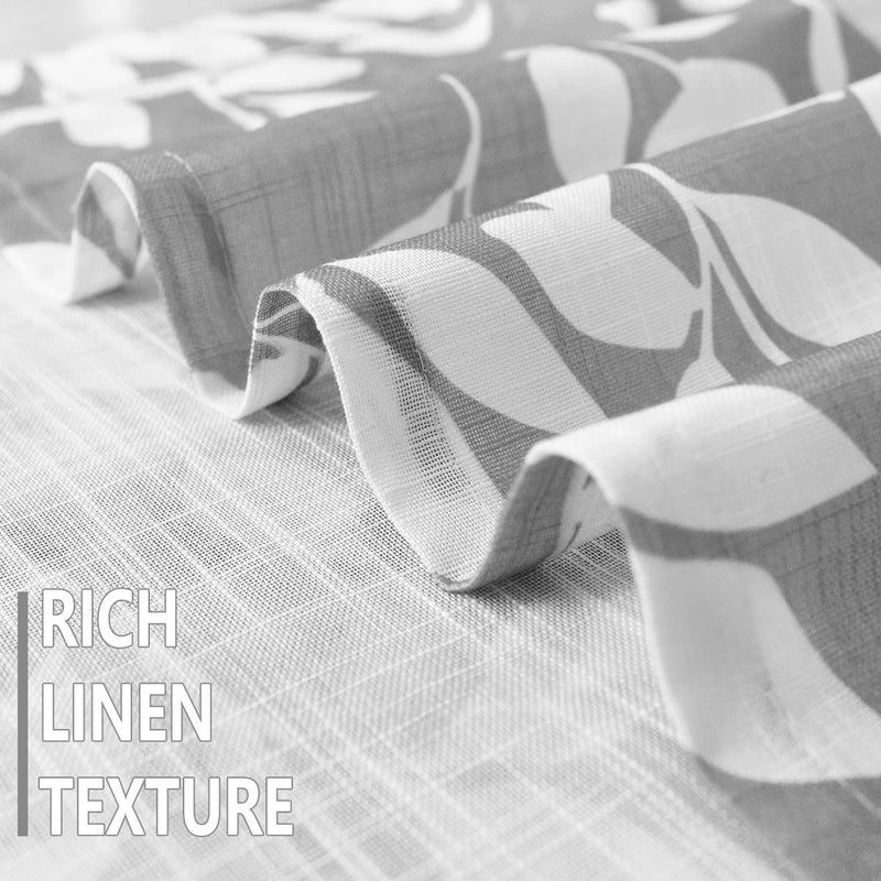 Treatmentex Grey Valance Curtain for Windows Leaf Print White Window Valances 52" by 15" Long 1 Panel - Image 4